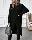 Lavinque Dress Robe Pull Fendue | Maille Douce | Élégante et Moderne