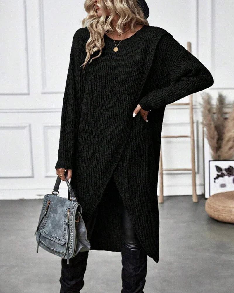 Lavinque Dress Robe Pull Fendue | Maille Douce | Élégante et Moderne