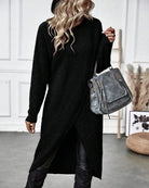 Lavinque Dress Robe Pull Fendue | Maille Douce | Élégante et Moderne