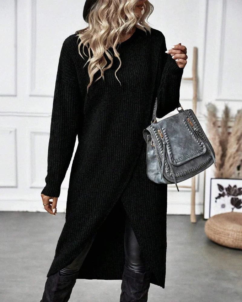 Lavinque Dress Robe Pull Fendue | Maille Douce | Élégante et Moderne