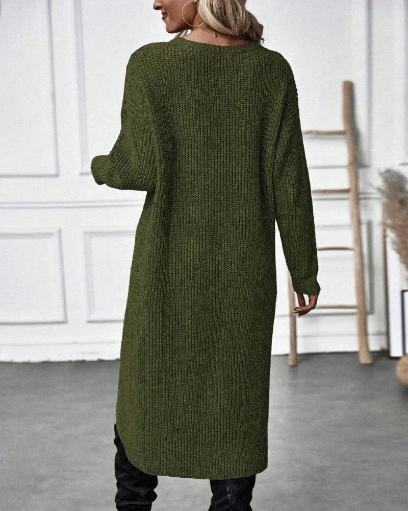 Lavinque Dress Robe Pull Fendue | Maille Douce | Élégante et Moderne