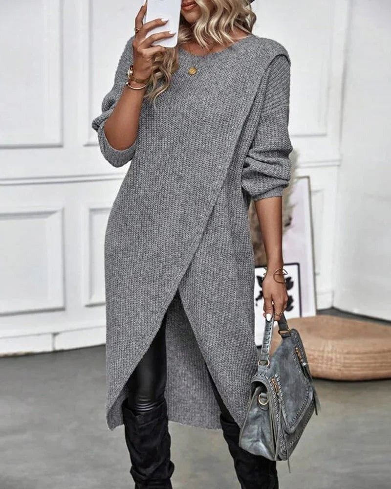 Lavinque Dress Robe Pull Fendue | Maille Douce | Élégante et Moderne