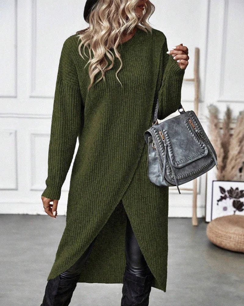 Lavinque Dress Robe Pull Fendue | Maille Douce | Élégante et Moderne