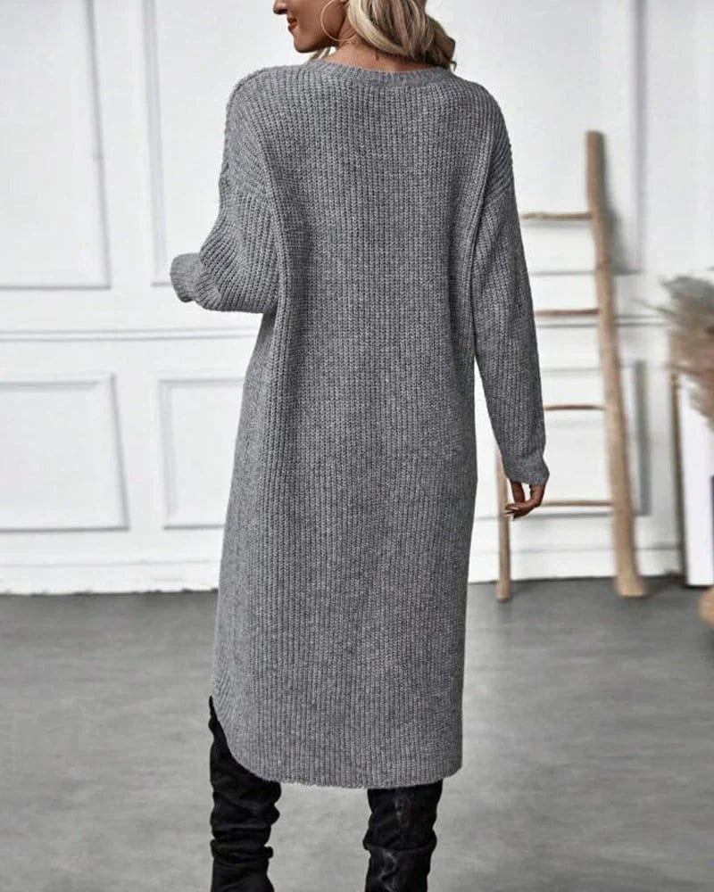 Lavinque Dress Robe Pull Fendue | Maille Douce | Élégante et Moderne