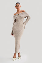 Lavinque Dress Robe Pull Longue | Épaules Dénudées | Élégante et Sculptante