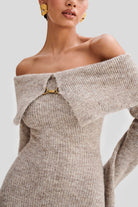 Lavinque Dress Robe Pull Longue | Épaules Dénudées | Élégante et Sculptante