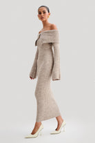 Lavinque Dress Robe Pull Longue | Épaules Dénudées | Élégante et Sculptante