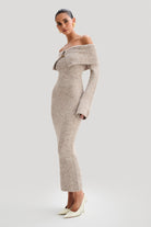 Lavinque Dress Robe Pull Longue | Épaules Dénudées | Élégante et Sculptante