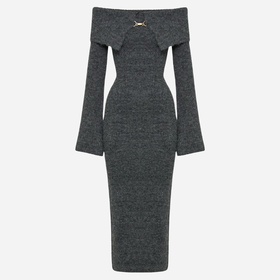 Lavinque Dress Robe Pull Longue | Épaules Dénudées | Élégante et Sculptante