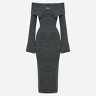 Lavinque Dress Robe Pull Longue | Épaules Dénudées | Élégante et Sculptante