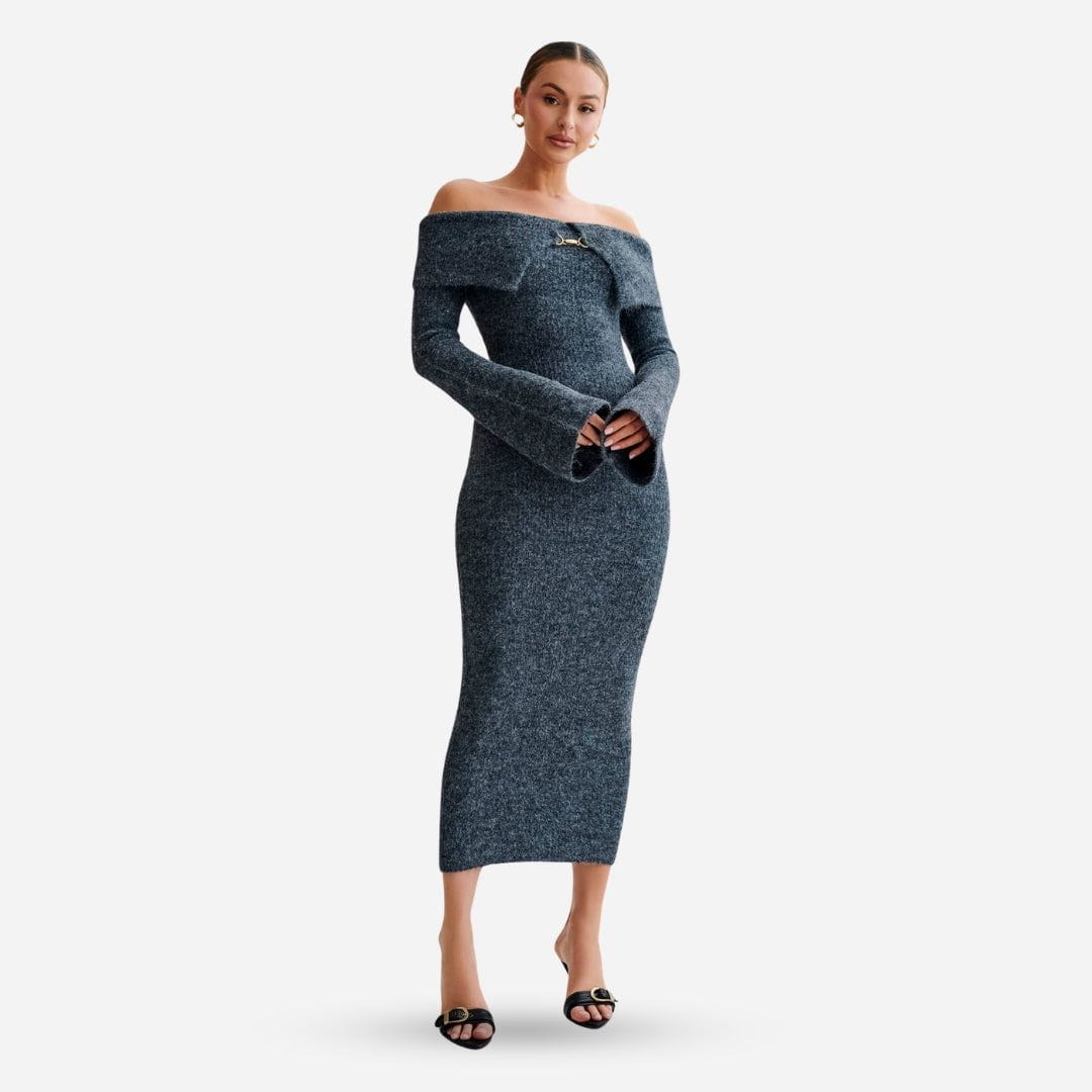 Lavinque Dress Robe Pull Longue | Épaules Dénudées | Élégante et Sculptante