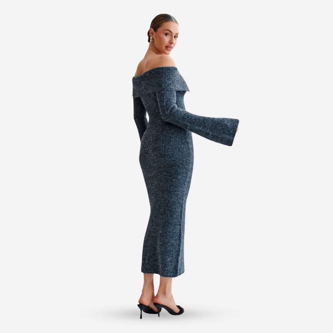 Lavinque Dress Robe Pull Longue | Épaules Dénudées | Élégante et Sculptante