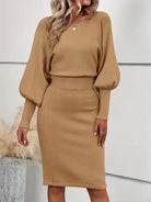 Lavinque Dress Robe Pull Verte | Manches Chauve-Souris | Élégante et Confortable
