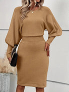 Lavinque Dress Robe Pull Verte | Manches Chauve-Souris | Élégante et Confortable