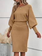 Lavinque Dress Robe Pull Verte | Manches Chauve-Souris | Élégante et Confortable