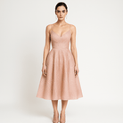 Lavinque Dress Robe Rose Poudré | Fines Bretelles & Décolleté Cœur | Élégance Féminine Mi-Longue