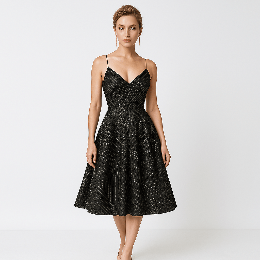 Lavinque Dress Robe Rose Poudré | Fines Bretelles & Décolleté Cœur | Élégance Féminine Mi-Longue