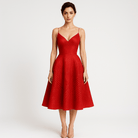 Lavinque Dress Robe Rose Poudré | Fines Bretelles & Décolleté Cœur | Élégance Féminine Mi-Longue