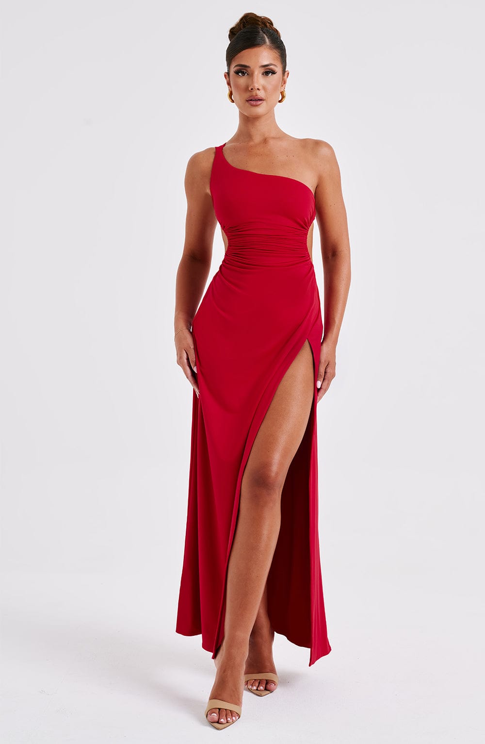 Lavinque Dress Robe Rouge Fendue | Asymétrique | Glamour et Moderne