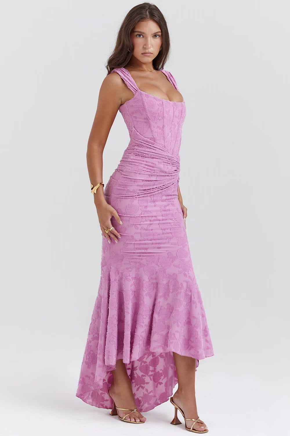 Lavinque Dress Robe Sirène Rose | Fendue Asymétrique | Séduisante et Élancée