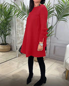 Lavinque Dress Robe Trapèze Noire | Manches à Nœuds | Élégance Décontractée