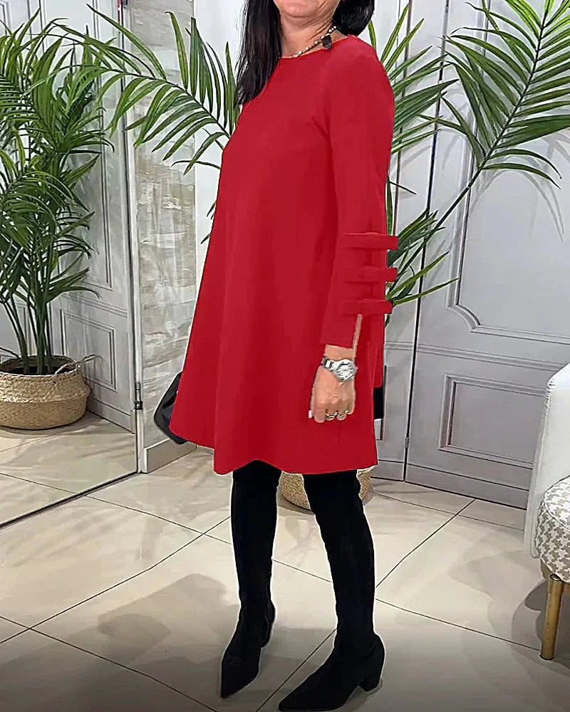 Lavinque Dress Robe Trapèze Noire | Manches à Nœuds | Élégance Décontractée