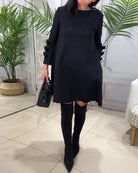 Lavinque Dress Robe Trapèze Noire | Manches à Nœuds | Élégance Décontractée