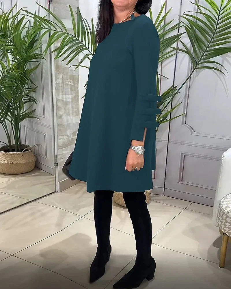 Lavinque Dress Robe Trapèze Noire | Manches à Nœuds | Élégance Décontractée