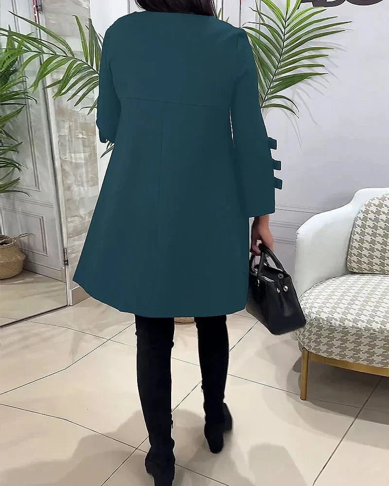 Lavinque Dress Robe Trapèze Noire | Manches à Nœuds | Élégance Décontractée