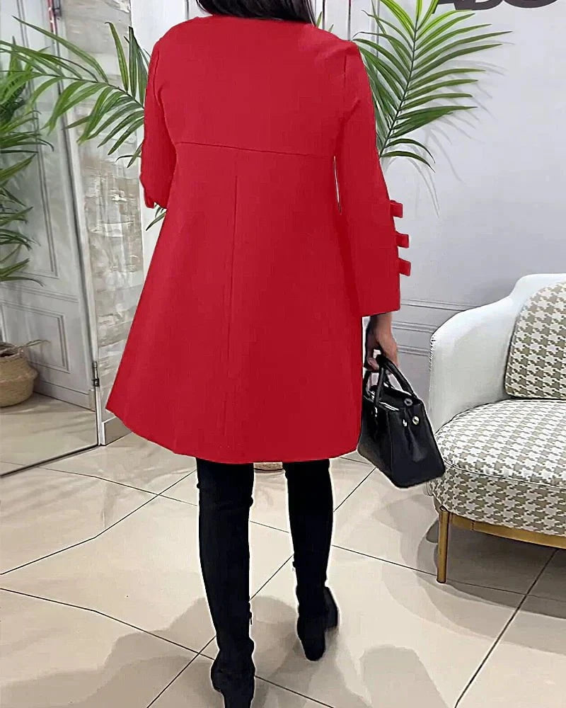 Lavinque Dress Robe Trapèze Noire | Manches à Nœuds | Élégance Décontractée