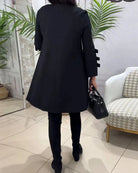 Lavinque Dress Robe Trapèze Noire | Manches à Nœuds | Élégance Décontractée