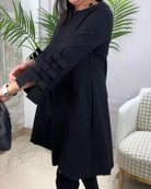 Lavinque Dress Robe Trapèze Noire | Manches à Nœuds | Élégance Décontractée