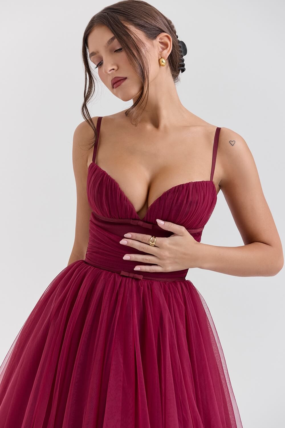 Lavinque Dress Robe Tulle Bordeaux | Volumineuse | Glamour et Séduisante