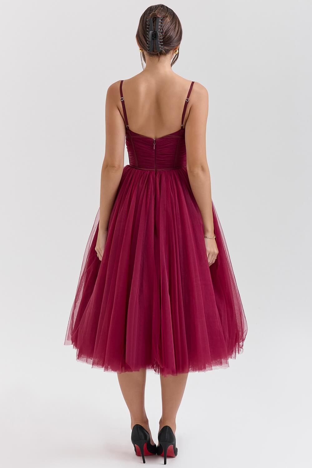 Lavinque Dress Robe Tulle Bordeaux | Volumineuse | Glamour et Séduisante