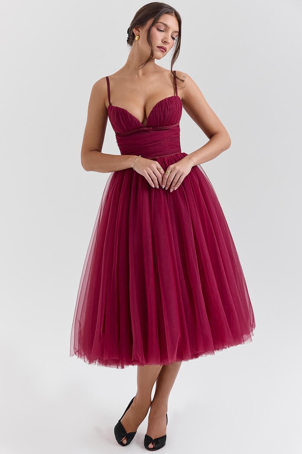 Lavinque Dress Robe Tulle Bordeaux | Volumineuse | Glamour et Séduisante
