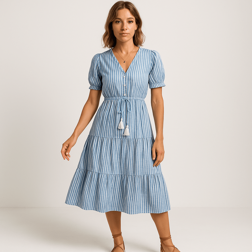 Lavinque Dress Robe Volants Bleu Clair | 100% Coton | Légère & Féminine
