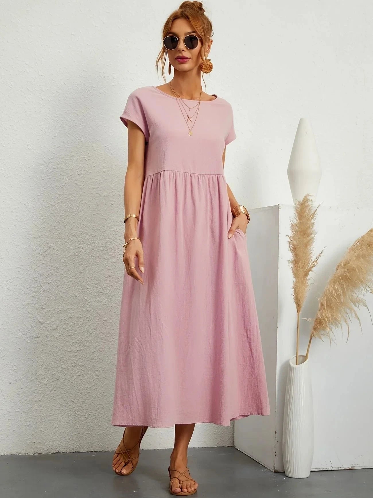 Lavinque Dress Rose Clair / S Robe Longue | Coupe Ample | Élégance Décontractée