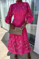 Lavinque Dress Rose Clair / S Robe Midi en Dentelle | Élégante | Sophistiquée et Féminine