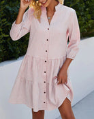 Lavinque Dress Rose / S Robe Chemise Bohème | Légère & Élégante | Coupe Évasée