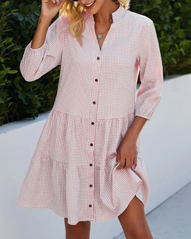Lavinque Dress Rose / S Robe Chemise Bohème | Légère & Élégante | Coupe Évasée