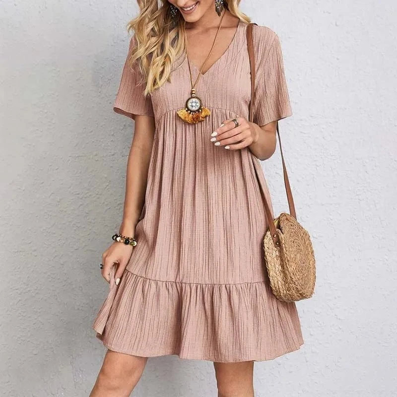 Lavinque Dress Rose / S Robe Courte Évasée Lilas | Bohème | Légère et Décontractée