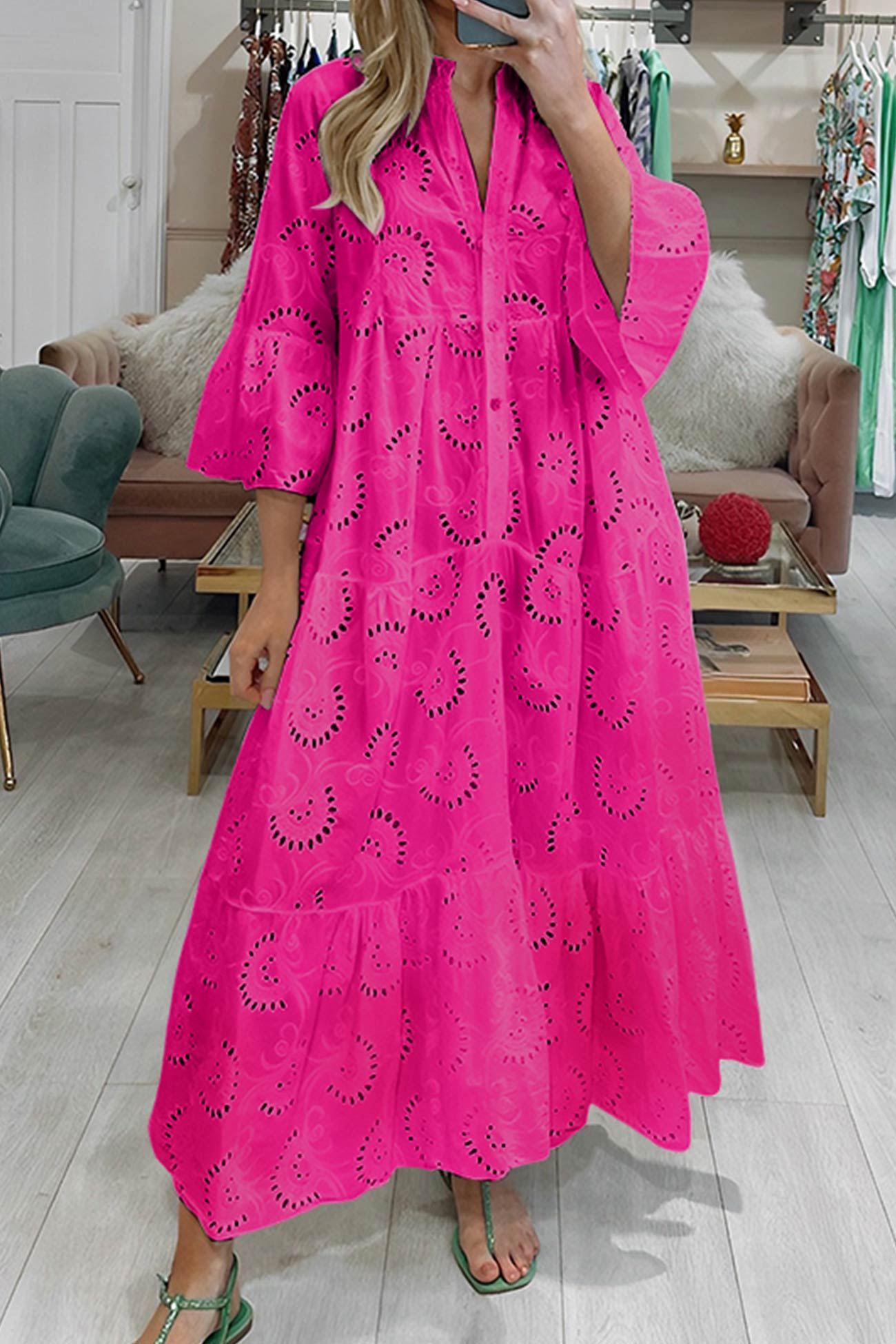 Lavinque Dress Rose / S Robe Longue Bohème | Broderie | Élégante et Légère