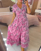 Lavinque Dress Rose / S Robe Longue Bohème Fleurie | Légère & Élégante | Parfaite pour l'Été