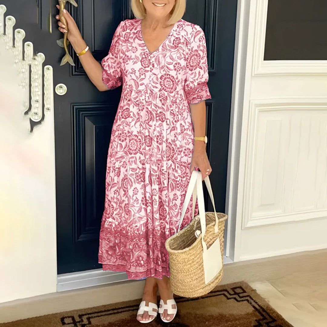 Lavinque Dress Rose / S Robe Longue Bohème | Fluide | Imprimé Floral Élégant