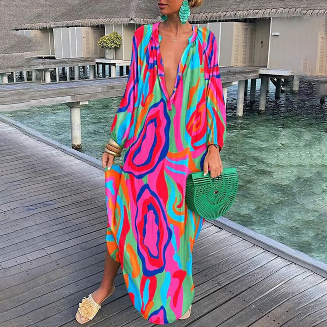 Lavinque Dress Rose / S Robe Longue Caftan | Fluide et Colorée | Élégante et Bohème