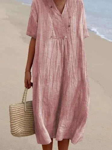 Lavinque Dress Rose / S Robe Longue en Lin Décontractée | Bohème | Légère et Confortable