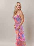 Lavinque Dress Rose / S Robe Longue Fleurie | Volants | Élégante et Féminine