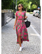 Lavinque Dress Rose / S Robe Longue Portefeuille Fleurie | Élégance & Légèreté | Parfaite pour l'Été