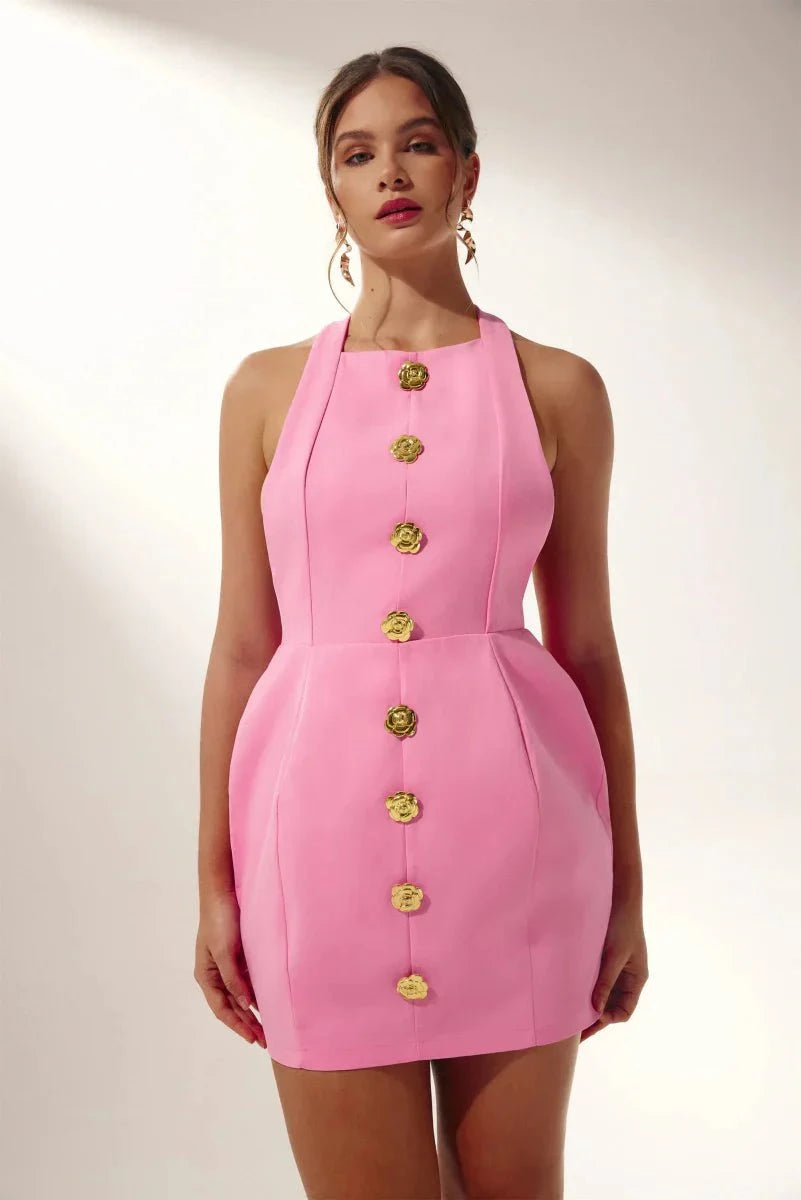 Lavinque Dress Rose / XS Robe Courte Structurée | Rose | Élégante et Audacieuse
