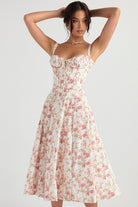 Lavinque Dress Rose / XS Robe Fleurie à Bretelles | Corsetée | Romantique et Légère